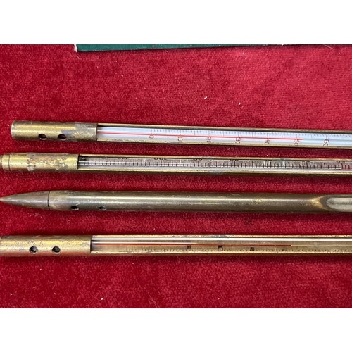 86 - 4 X 305mm LABORATORY THERMOMETERS WITH BRASS ENDS, IN ORIGINAL BOX OF 10.