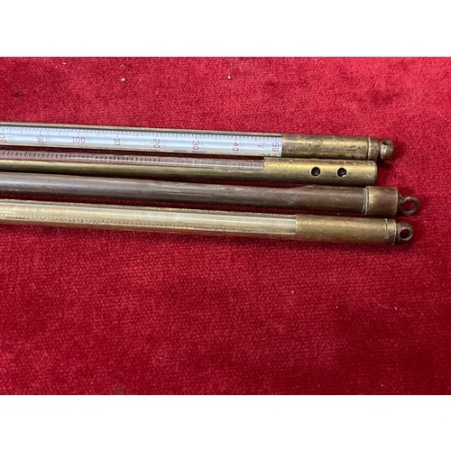 86 - 4 X 305mm LABORATORY THERMOMETERS WITH BRASS ENDS, IN ORIGINAL BOX OF 10.