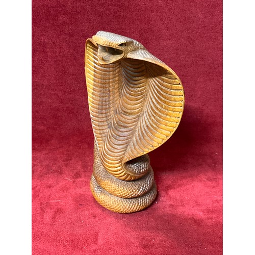 85 - 3 X WOODEN HAND CARVED TROJAN HOSE, COBRA SNAKE AND A MUSIC BOX, TALENT OF OLD BOND STREET