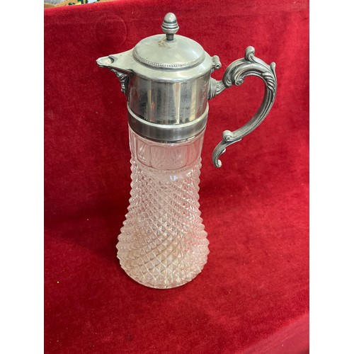 112 - LARGE PITCHER JUG EALES OF SHEFFIELD, SILVER PLATED TOP