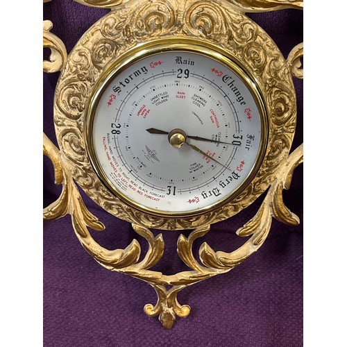 120 - ORNATE BAROMETER IN GOLD, MADE IN ENGLAND