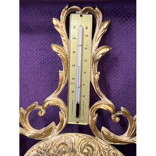 120 - ORNATE BAROMETER IN GOLD, MADE IN ENGLAND