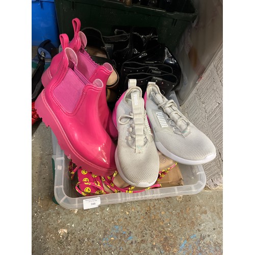 166 - CRATE OF MIXED LADIES SHOES AND BAGS INCLUDING PINK PUMA TRAINERS, SIZE 7.5