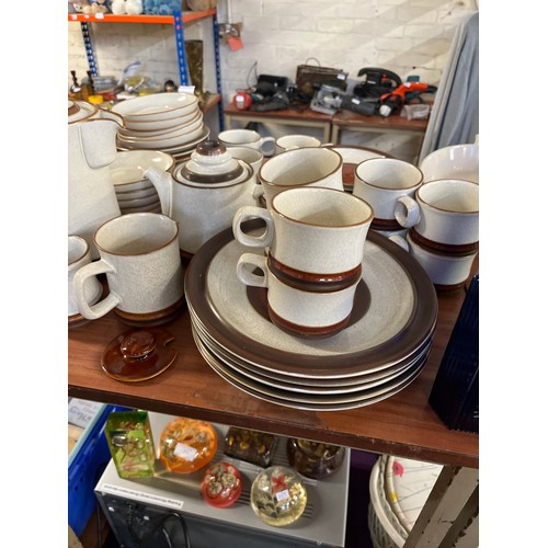 216 - DENBY STONEWARE POTTERS WHEEL 'RED RUST' COFFEE, TEA AND DINNER SET