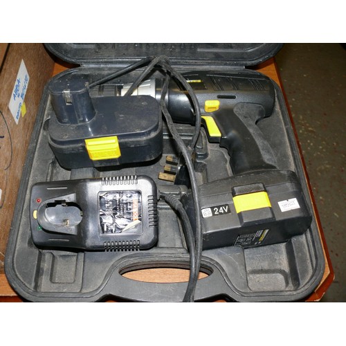 206 - DURATOOL 24V COMBI DRILL IN FITTED CASE WITH CHARGER AND 2 BATTERIES