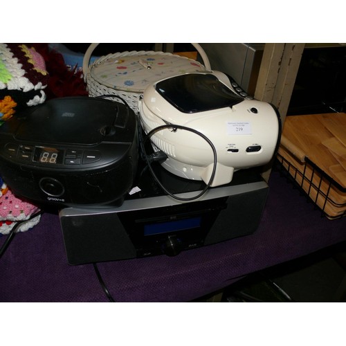 219 - ROBERTS DAB SOUND SYSTEM PLUS PHILIPS CD SOUND MACHINE AND A FURTHER CD PLAYER