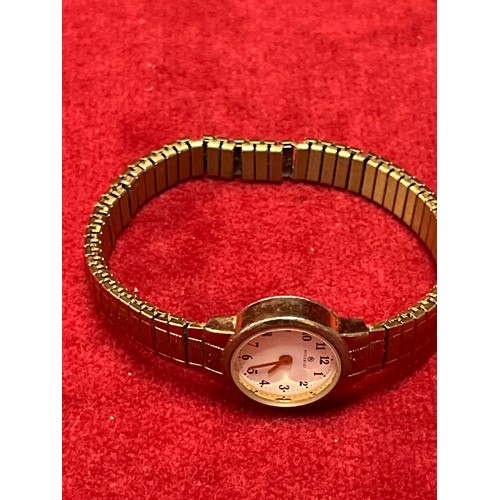 21 - A VINTAGE ACCURIST LADIES WRISTWATCH  WITH GILT STRAP AND A REPLICA ROLEX OYSTER PERPETUAL WITH GILT... 