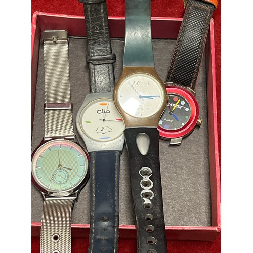 22 - 4 UNUSUAL VINTAGE WATCHES INCLUDING AN MJU BY OLYMPUS, A 1993 CLIO WATCH, A JETSTREAM QUARTZ DESIGNE... 