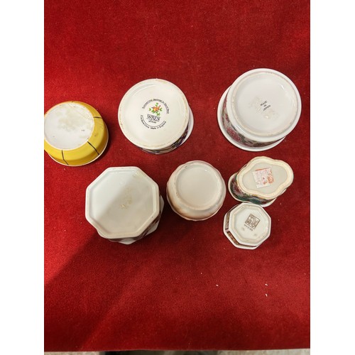 55 - 7 VINTAGE CERAMIC LIDDED POTS - FAR EASTERN AND EUROPEAN PORCELAIN