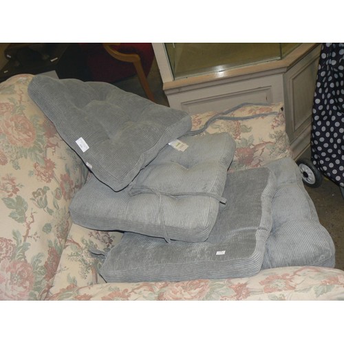 486 - 4 GREY SEAT PAD CUSHIONS