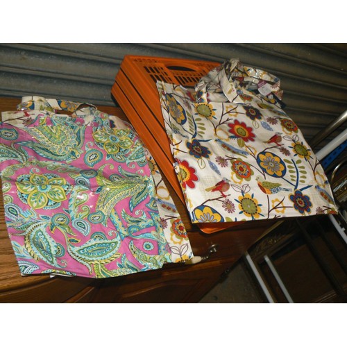 485 - 3 FOLDING CRATES AND NEW TOTE BAGS