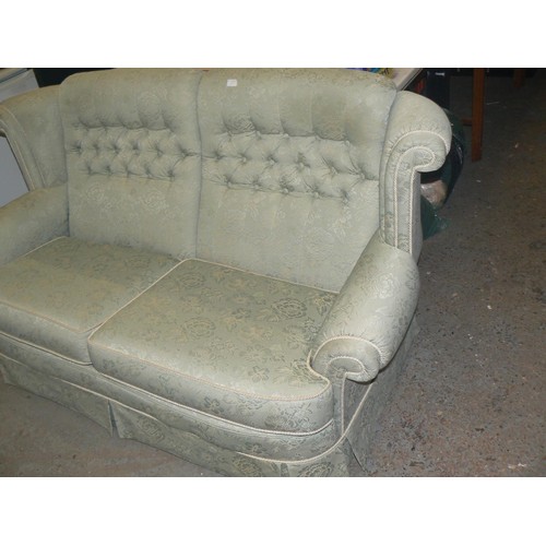 477 - LARGE GREEN 3 SEATER SOFA