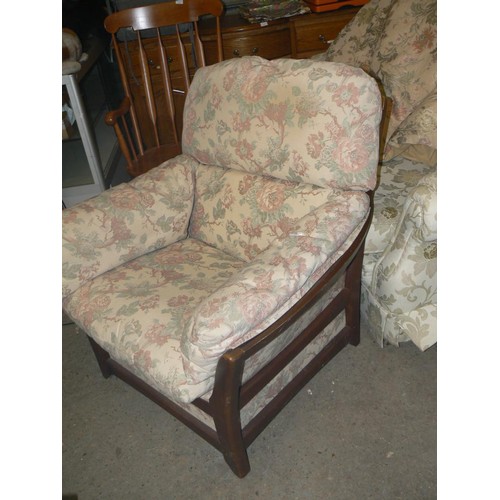 482 - LARGE ARMCHAIR WITH WOODEN FRAME