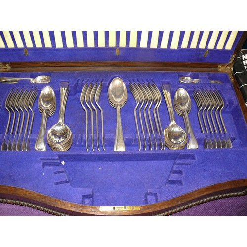 67 - LARGE OAK CANTEEN OF CUTLERY WITH JAMES DIXON CUTLERY SET