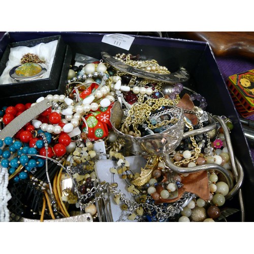 111 - NICE BOX OF MIXED COSTUME JEWELLERY