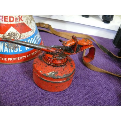 100 - VINTAGE REDEX PERFORMANCE ADDITIVE CAN AND DISPENSER PLUS 2 SMAIL RED CANS