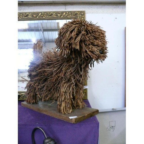 119 - LARGE HANDMADE SCULPTURE OF A COCKAPOO ON WOODEN BASE