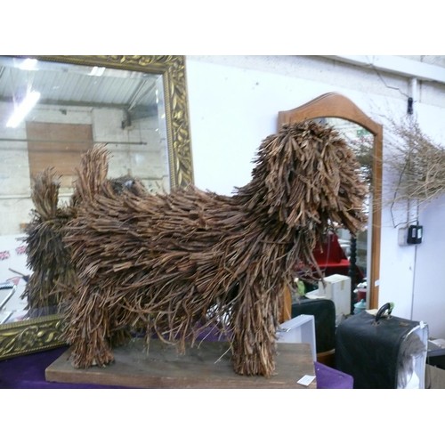 119 - LARGE HANDMADE SCULPTURE OF A COCKAPOO ON WOODEN BASE