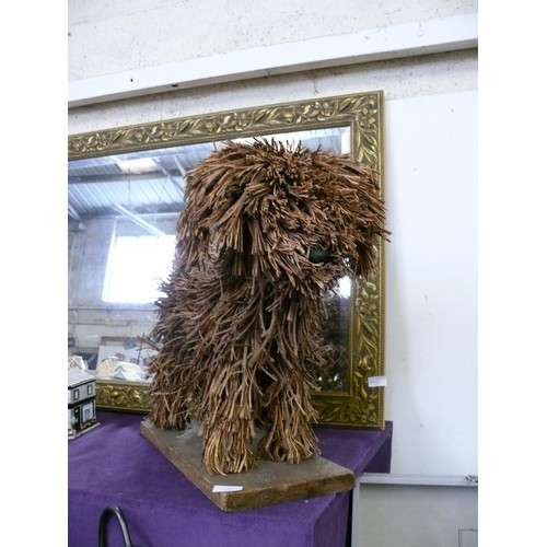 119 - LARGE HANDMADE SCULPTURE OF A COCKAPOO ON WOODEN BASE