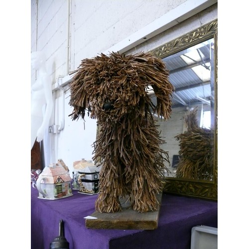 119 - LARGE HANDMADE SCULPTURE OF A COCKAPOO ON WOODEN BASE