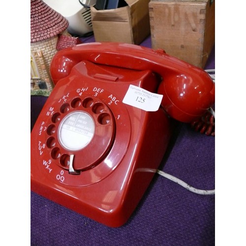 125 - VINTAGE RED BT TELEPHONE, REWIRED READY TO USE