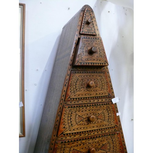 131 - PYRAMID SHAPED CHEST OF DRAWERS WITH GEOMETRIC DESIGN