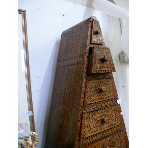 131 - PYRAMID SHAPED CHEST OF DRAWERS WITH GEOMETRIC DESIGN