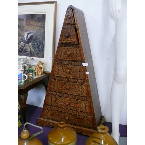 131 - PYRAMID SHAPED CHEST OF DRAWERS WITH GEOMETRIC DESIGN