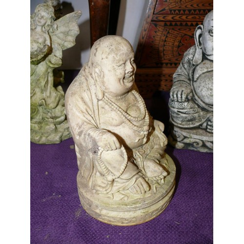 136 - TWO LAUGHING BUDDHA FIGURES - FOR INDOORS OR GARDEN