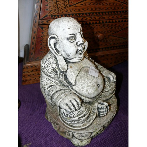 136 - TWO LAUGHING BUDDHA FIGURES - FOR INDOORS OR GARDEN