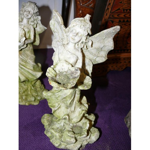 137 - 2 GARDEN FAIRIES AND A CHERUB FIGURE