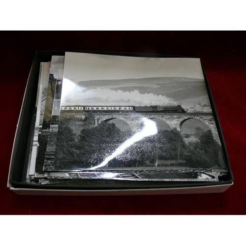 69 - BOX OF 88 LARGE BLACK & WHITE PRESS PHOTOS FROM 1970'S OF STEAM TRAINS BY ROGER SIVITER 10 x 8