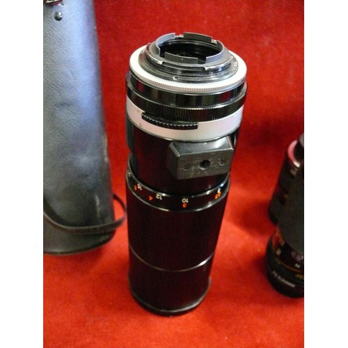 90 - 5 TAMRON CAMERA LENSES AUTO TAMRON 1:5.6 300MM NO 195977 IN CARRY CASE, 1:3.8 80-210MM IN CASE, 35-1... 