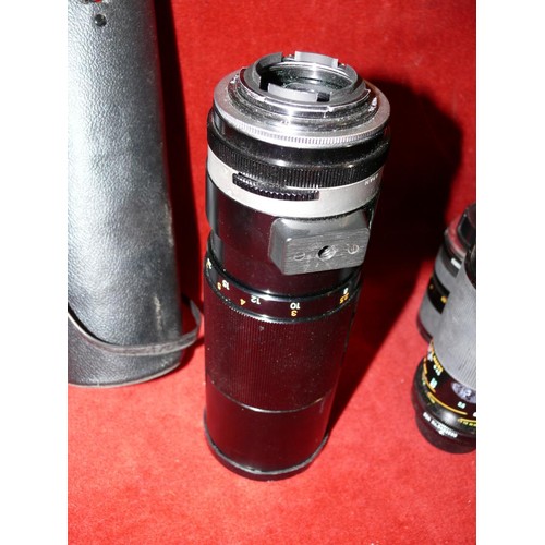 90 - 5 TAMRON CAMERA LENSES AUTO TAMRON 1:5.6 300MM NO 195977 IN CARRY CASE, 1:3.8 80-210MM IN CASE, 35-1... 