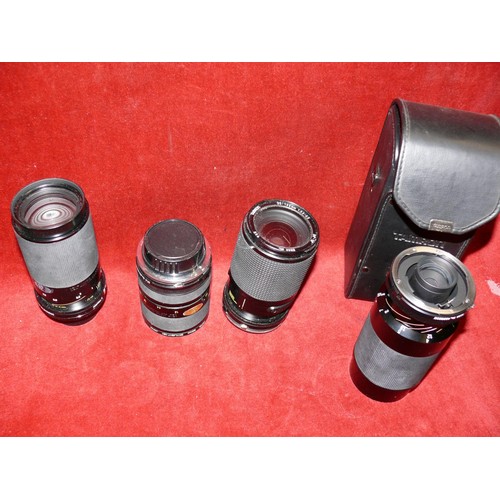 90 - 5 TAMRON CAMERA LENSES AUTO TAMRON 1:5.6 300MM NO 195977 IN CARRY CASE, 1:3.8 80-210MM IN CASE, 35-1... 