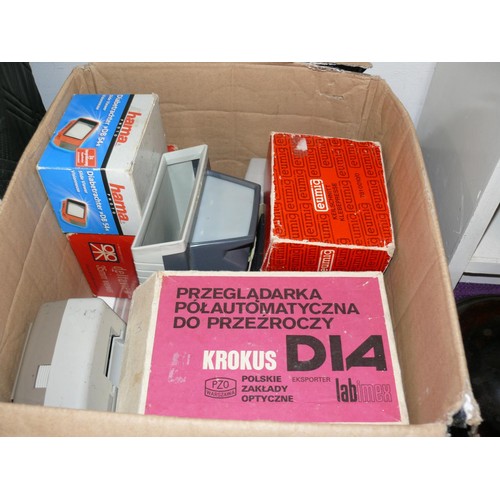 108 - BOX OF VINTAGE SLIDE VIEWERS