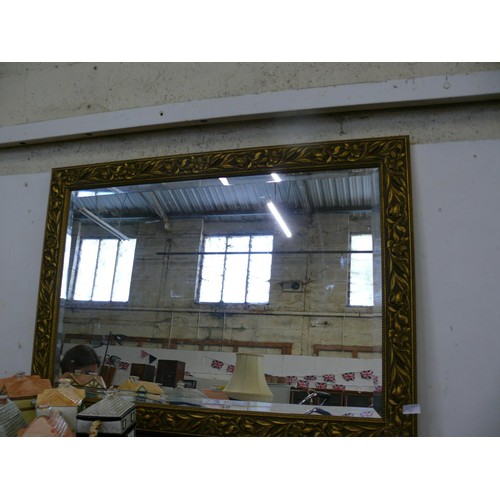 121 - VERY LARGE BEVELL EDGED GILT FRAMED WALL MIRROR