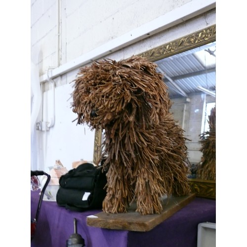 119 - LARGE HANDMADE SCULPTURE OF A COCKAPOO ON WOODEN BASE