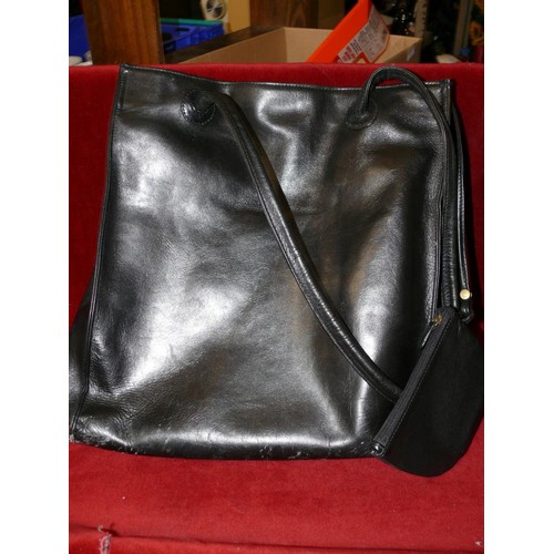 204 - 3 BLACK LEATHER LADIES HANDBAGS - 2 ARE NEW WITH TAGS