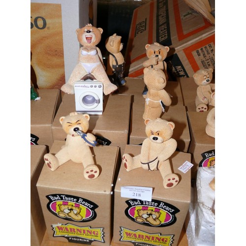 218 - 13 BAD TASTE BEAR FIGURES, MOSTLY WITH ORIGINAL BOXES