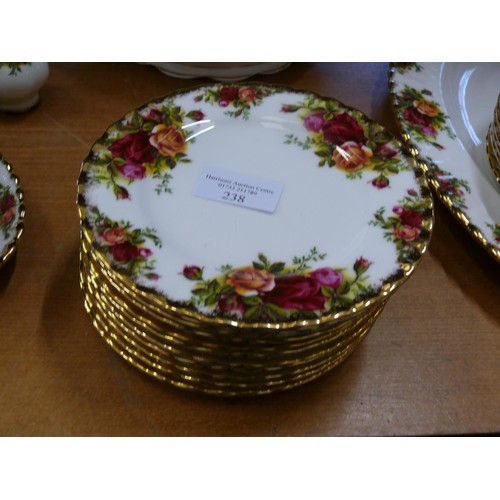 238 - ROYAL ALBERT 'OLD COUNTRY ROSES' DINNER SERVICE WITH 10 DINNER PLATES, 8 DESERT BOWLS,  6 TEA PLATES... 