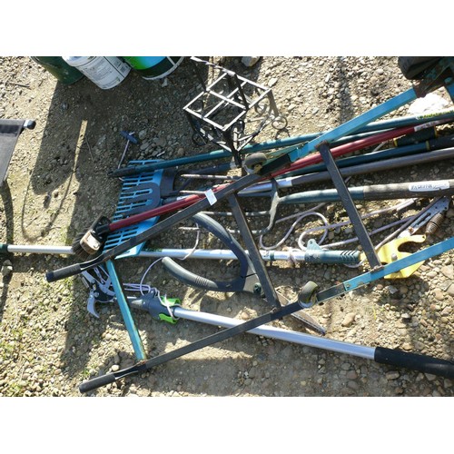 315 - QUANTITY OF GARDEN TOOLS AND BARROW