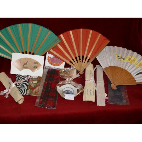 273 - COLLECTION OF DECORATIVE FANS AND RELATED ITEMS FROM 'THE FAN MUSEUM'