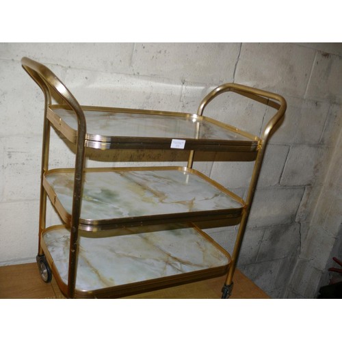 345 - RETRO 3 TIER TEA TROLLEY WITH SERVING TRAY