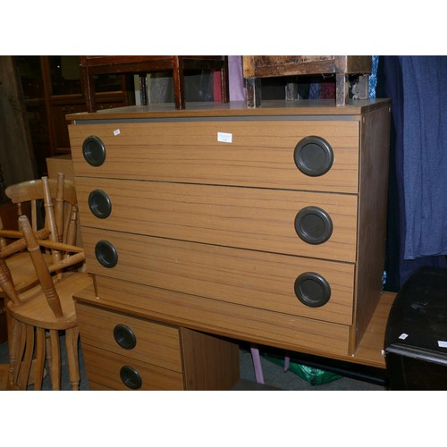 356 - MID CENTURY STAG 3 DRAWER DESK WITH MATCHING CHEST OF DRAWERS