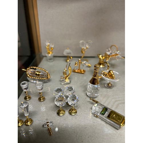 3 - AN IMPRESSIVE COLLECTION OF MOSTLY SWAROVSKI MINIATURES TO INCLUDE A MICROSCOPE, GRAMOPHONE, CHAMPAG... 