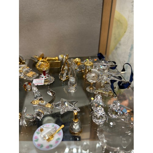 5 - A VERY GOOD COLLECTION OF NEARLY ALL SWAROVSKI CRYSTALS - MOSTLY WITH GILT DETAIL - UNUSUAL OBJECTS.... 