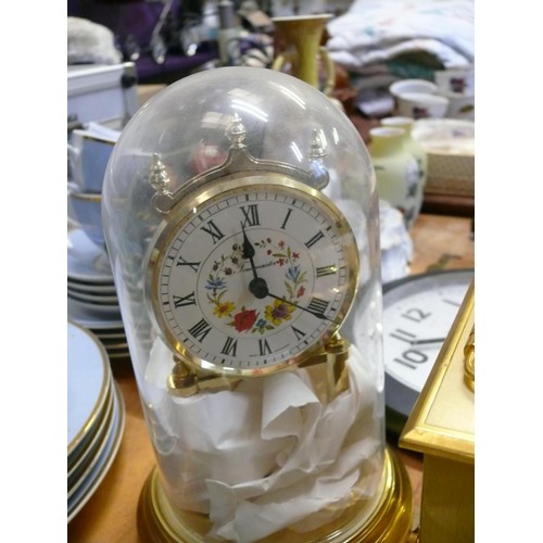 254 - COLLECTION OF CLOCKS AND KITCHEN TIMERS BRASS CARRIAGE CLOCK, ACCTIM RADIO CONTROLLED, STAIGER CHROM... 