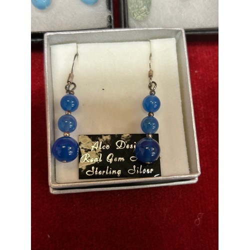 21 - 3 PAIRS OF EARRINGS INCLUDING ONE PAIR IN SILVER WITH BLUE GEMSTONE DROPS BY ALCO DESIGN