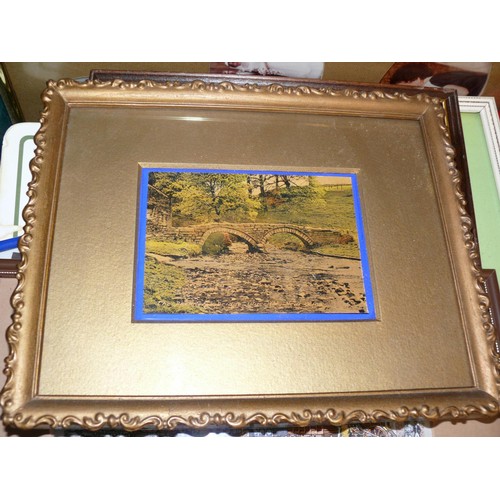 246 - SELECTION OF FRAMED AND GLAZED PICTURES TO INCLUDE TRAINS AND TAPESTRIES